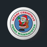 Bóton Redondo 5.08cm Frohe Weihnachten Papais noeis de Natal Alemães<br><div class="desc">Papais noeis de Natal alemães para crianças. Diga "Feliz Natal" em alemão com este Papai noel de desenho animado. Frohe Weihnachten! Excelente para um filho ou filha alemão ou como presente para uma criança alemã especial.</div>