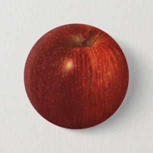 Bóton Redondo 5.08cm Fruta Alimentícia Antiga, Maçã Vermelha Deliciosa