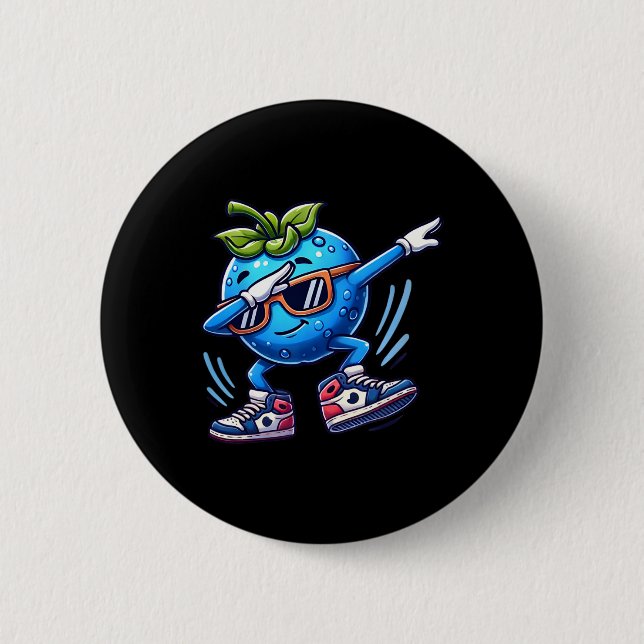 Bóton Redondo 5.08cm Fruta Blueberry Dabbing Dancing (Frente)