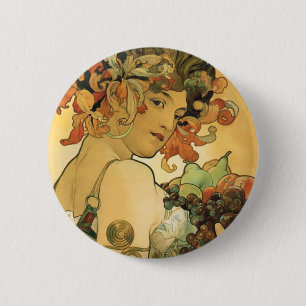 Bóton Redondo 5.08cm Fruta do ~ de Alphonse Mucha. 1897