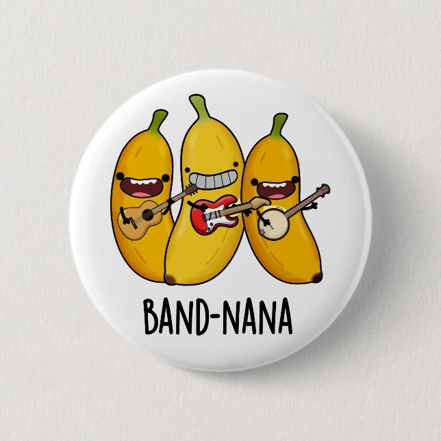 Bóton Redondo 5.08cm Fruta Engraçado da banda Banana Pun (Frente)