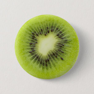 Bóton Redondo 5.08cm Fruta fresca de kiwi. Fechamento de fatias redonda