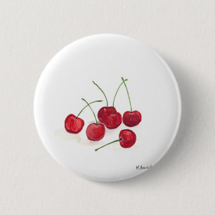 Bóton Redondo 5.08cm Fruta vermelha das cerejas