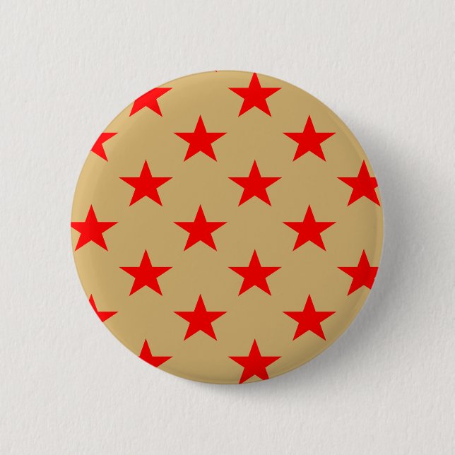 Bóton Redondo 5.08cm Fundo Beige E Estrelas Vermelhas (Frente)