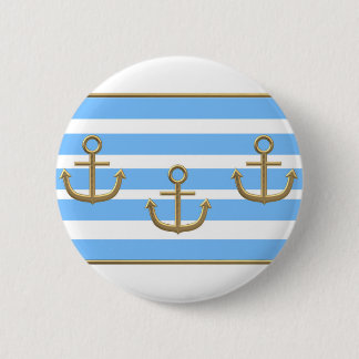 Bóton Redondo 5.08cm fundo branco azul da âncora dourada