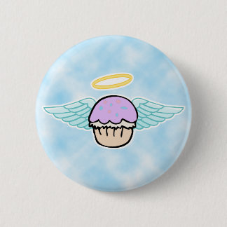 Bóton Redondo 5.08cm fundo da nuvem, anjo do cupcake sem texto