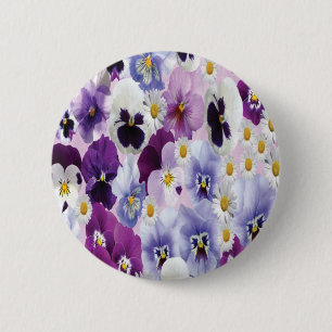 Bóton Redondo 5.08cm Fundo das flores roxas, brancas e violetas