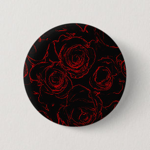 Bóton Redondo 5.08cm Fundo Preto do Rosa vermelha