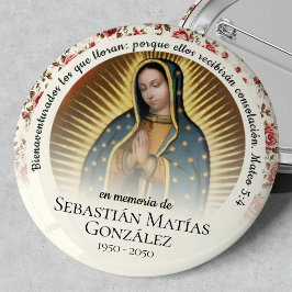 Bóton Redondo 5.08cm Funeral Espanhol Virgen de Guadalupe