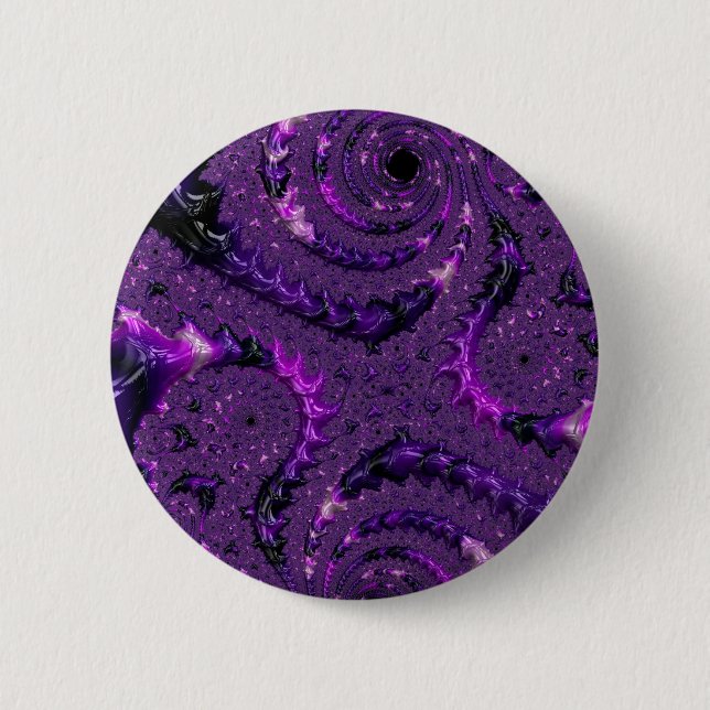 Bóton Redondo 5.08cm Funky Bold Boho Roxo Abstrato Digital Fractal (Frente)