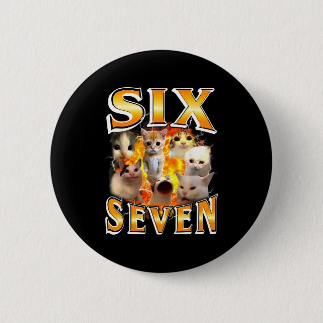 Bóton Redondo 5.08cm Funny 67 Meme Six Seven Cat Meme Funny Bootleg Gra (Frente)