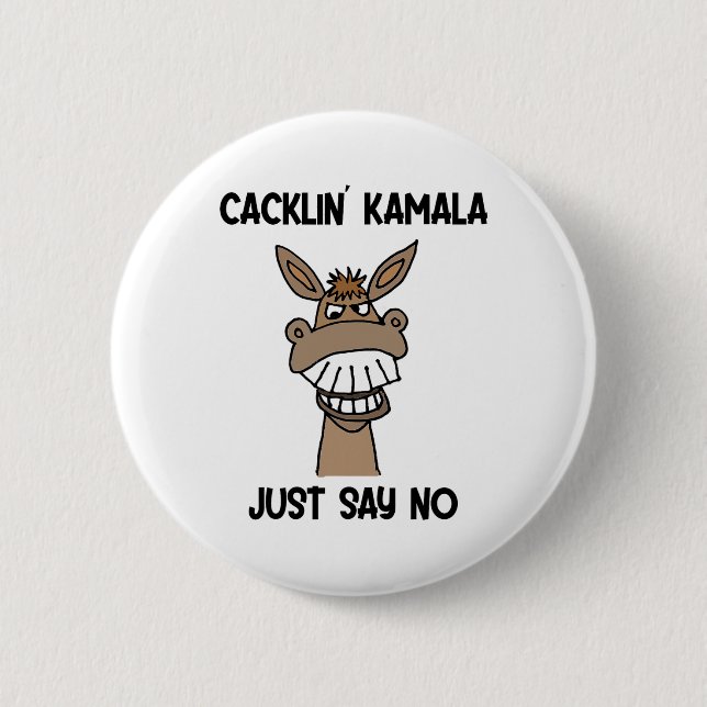 Bóton Redondo 5.08cm Funny Anti Kamala Harris Rindo de Donkey (Frente)