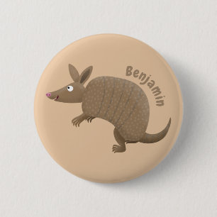 Bóton Redondo 5.08cm Funny armadillo happy cartoon illustration