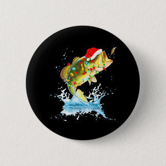 Bóton Redondo 5.08cm Funny Bass Pescaria Papai Noel Natal Pajama