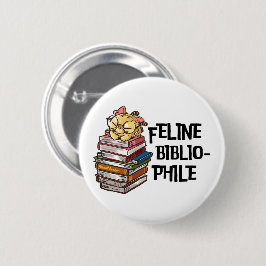 Bóton Redondo 5.08cm Funny Book Cat Lover Quote Feline Bibliophile
