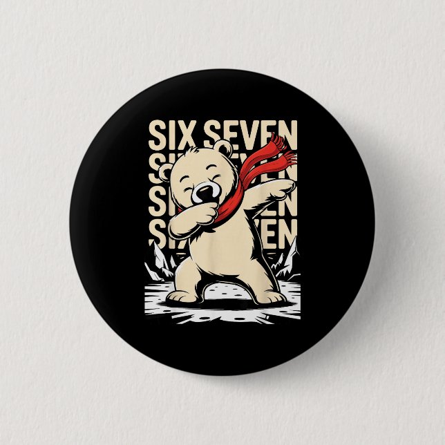 Bóton Redondo 5.08cm Funny Christmas Bear Dabbing Xmas Dab Six Seven 67 (Frente)