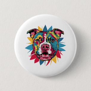 Bóton Redondo 5.08cm funny colorful dog pitbull