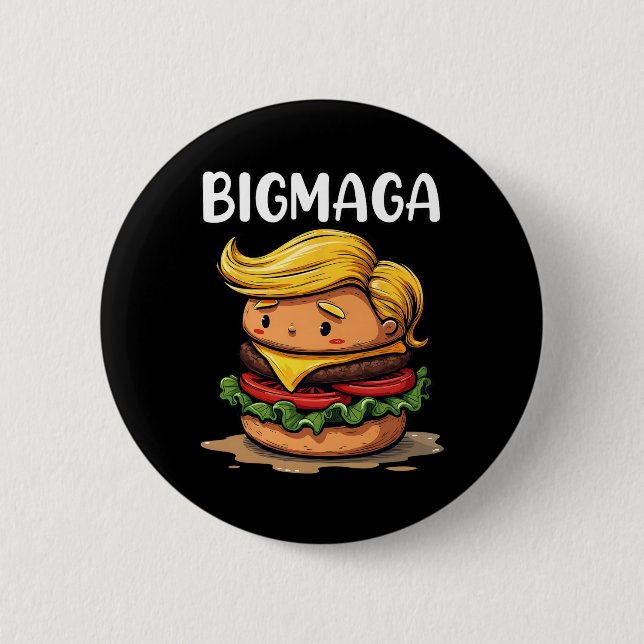 Bóton Redondo 5.08cm Funny Donald Trump Fazer Fries Hamburger B (Frente)