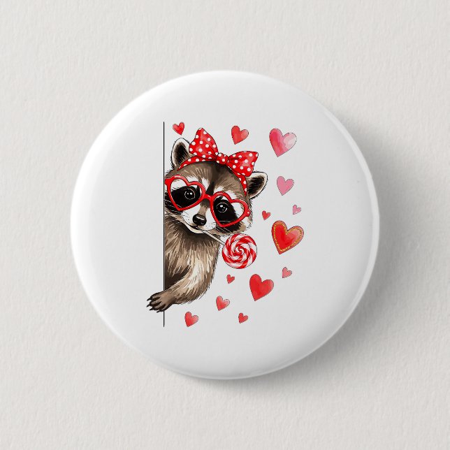 Bóton Redondo 5.08cm Funny Feral Raccoon Valentine's Day Sarcastic Humo (Frente)