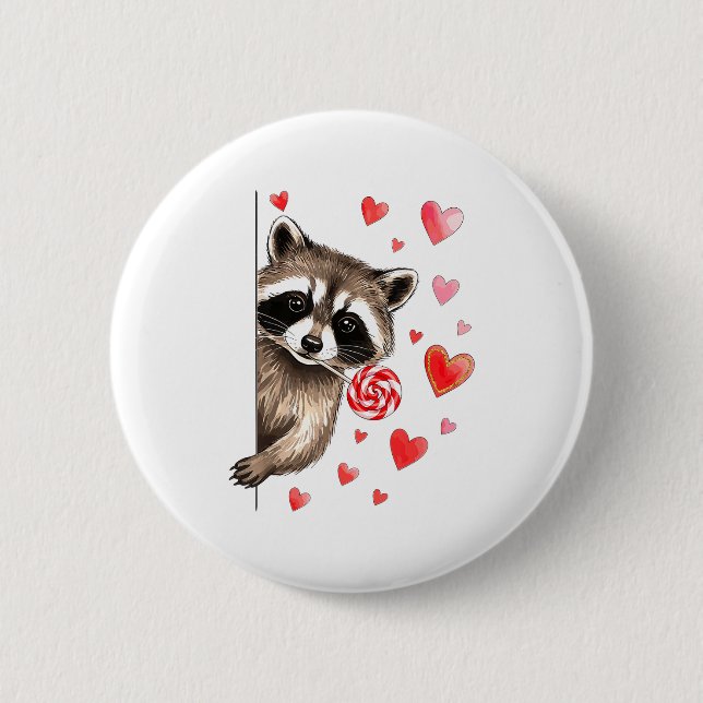 Bóton Redondo 5.08cm Funny Feral Raccoon Valentine's Day Sarcastic Humo (Frente)