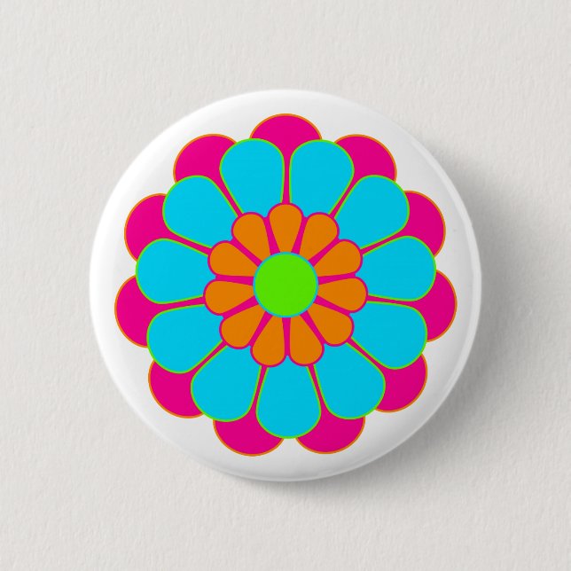 Bóton Redondo 5.08cm Funny Flower Power Bloom III (Frente)