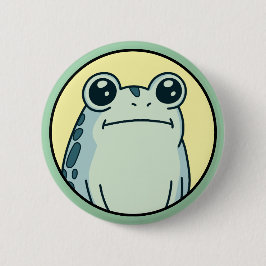 Bóton Redondo 5.08cm Funny Green Deadpan Frog Toad 