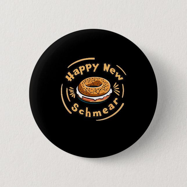 Bóton Redondo 5.08cm Funny Happy New Year Bagel &amp; Schmear Jewish Br (Frente)