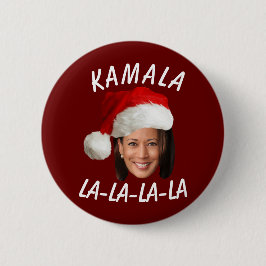 Bóton Redondo 5.08cm Funny Kamala Harris Face Papai Noel Natal