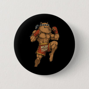 Bóton Redondo 5.08cm Funny Muay Thai Capybara Thai Boxando Artes Marcia