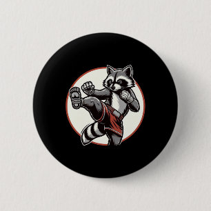 Bóton Redondo 5.08cm Funny Muay Thai Raccoon Tailandês Boxando Artes Ma