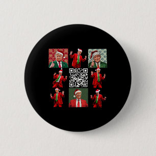 Bóton Redondo 5.08cm Funny Qr Presidente Trump Christmas Dance M