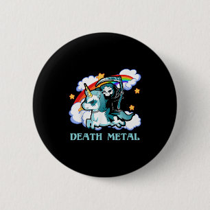 Bóton Redondo 5.08cm Funny Rainbow Skeleton Unicorn Death Metal Music F