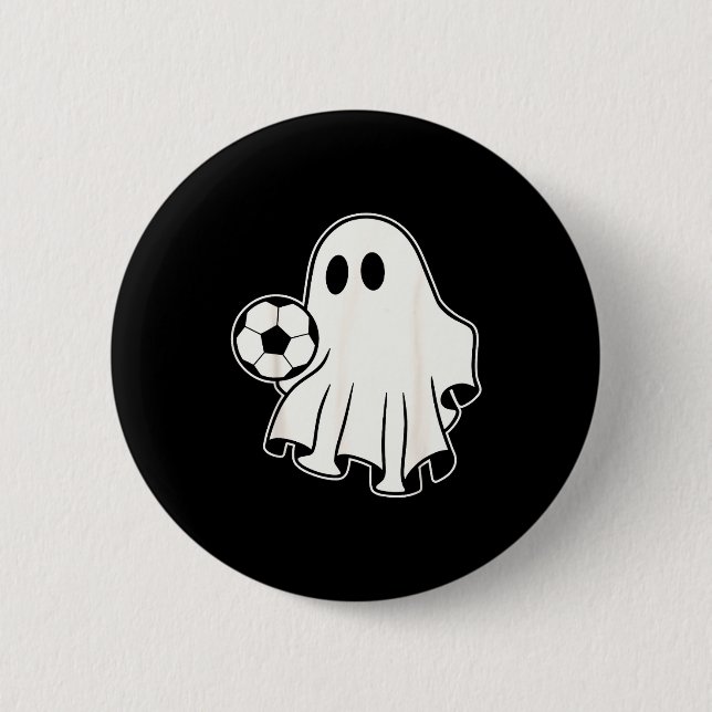 Bóton Redondo 5.08cm Funny Soccer Ghost Playing Soccer Lovers Halloween (Frente)