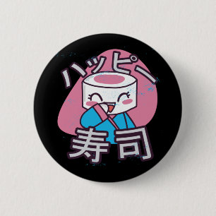 Bóton Redondo 5.08cm Funny Sushi Master Cartoon Design