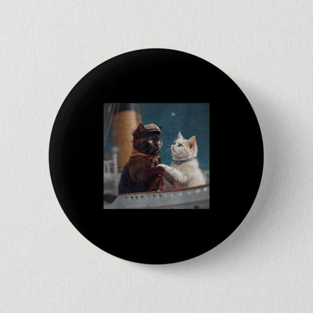 Bóton Redondo 5.08cm Funny Titanic Movie Cat Meme Rms Cruise Ship Men W (Frente)