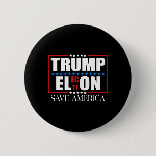 Bóton Redondo 5.08cm Funny Trump Election Usa Flag Trump Elon Save Amer