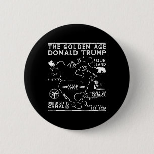 Bóton Redondo 5.08cm Funny Trump Groelândia Canal do Panamá Canadá Méxi