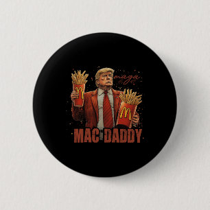 Bóton Redondo 5.08cm Funny Trump Mcdon 2024 Fast Comida Mac Pai Hamburg