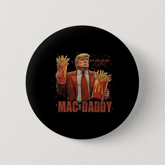 Bóton Redondo 5.08cm Funny Trump Mcdon 2024 Fast Comida Mac Pai Hamburg (Frente)