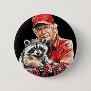 Bóton Redondo 5.08cm Funny Trump Raccoon Feral E Felon 4 De Julho Pa