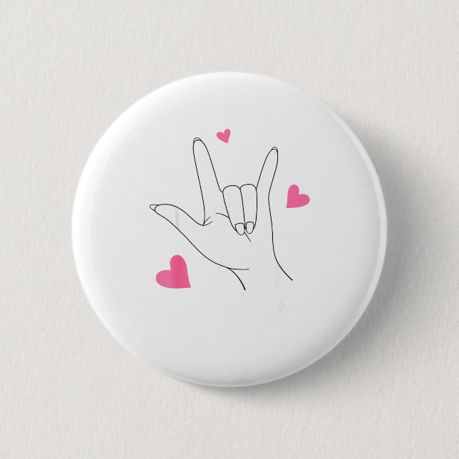 Bóton Redondo 5.08cm Funny Valentines Day Heart I Love You Hand Sign La (Frente)