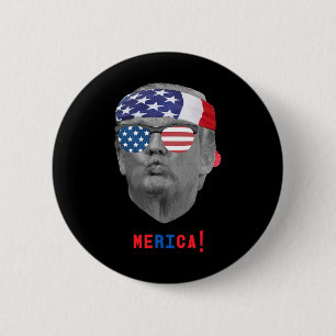 Bóton Redondo 5.08cm Funny Vintage Trump Pucker Face Merica Usa Flag Su