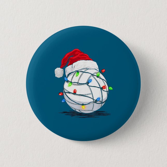 Bóton Redondo 5.08cm Funny Volleyball Ball Christmas Graphics Lights Lo (Frente)