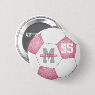 Bóton Redondo 5.08cm futebol de cinza branca rosa personalizado