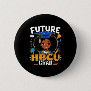 Bóton Redondo 5.08cm Futuro Graduado Hbcu Crianças Menina Negra Afro Hi