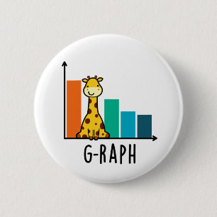 Bóton Redondo 5.08cm G-raph Funny Giraffe Graph Pun