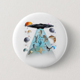 Bóton Redondo 5.08cm Galaxy Cat Swimming T-Shirt | Cute Astronaut Cats 