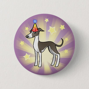 Bóton Redondo 5.08cm Galgo do aniversário/Whippet/galgo italiano