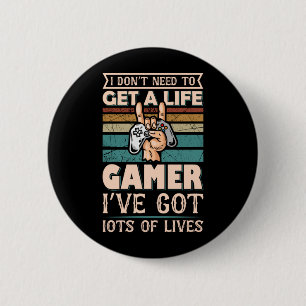 Bóton Redondo 5.08cm Gamer Art Gamer Tem Uma Vida