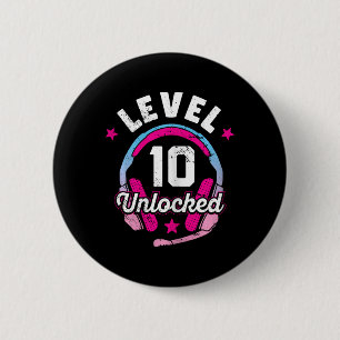 Bóton Redondo 5.08cm Gamer Girl Level 10 Unlocked Video Game 10th Birth